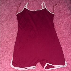 Fashion Nova Maroon Sleeveless Romper with White Trim